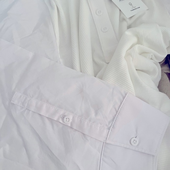 NWT THAKOON Mixed Media Long Sleeve Henley, White, size Medium - Picture 5 of 8